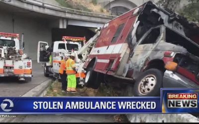 06/07/16 SFPD chase stolen ambulance to Treasure Island; pursuit ends in fiery crash