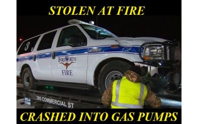 11/25/17 – Fort Worth, TX – Working Fire – Man Steals Battalion Chief’s SUV – Crashes Into Gas Station Gas Pumps