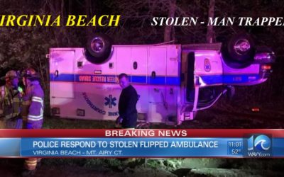 04/20/18 Virginia Beach, VA – Man Steals Ambulance From Hospital – 4 Miles Away – Flipped And Crashed – Man Trapped In Ambulance – Taken Back To Hospital