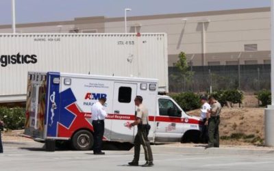 06/06/18 Moreno Valley, CA – AMR Ambulance Stolen – High Speed Pursuit – Crashed Into Tractor Trailer Rig And Building – Severe Damage – Arrest Made