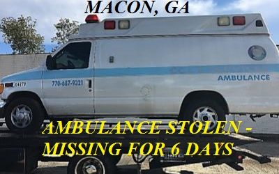 9/6/18 Macon, GA – CC&T Ambulance Stolen And Missing For 6 Days – Found In The Woods – Bibb County Deputies Actively Looking For Who Stole It