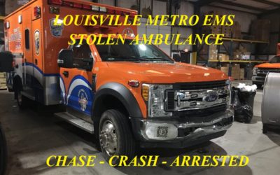 11/1/18 Louisville, KY – Woman Steals Louisville Metro EMS Ambulance From Norton Hospital – Chase – Slammed Into Stopped Vehicle – Pushing It Into Police Cruiser – Foot Chase – Arrested