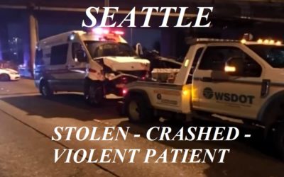 12/5/18 Seattle, WA – Violent Patient Hijacks AMR Ambulance – Pursuit By Washington Patrol – Crashes – Patient Then Runs – Climbs Traffic Sign And Jumps Onto The Roof Of A Car