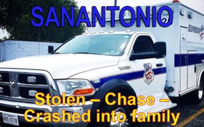 1/10/19 San Antonio, TX  Woman steals Express Care Private Ambulance from Southwest Hospital – Police Pursuit – Crash into family with children – Injuries – Arrested.