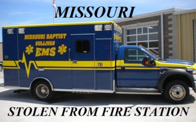 01/23/19 Sullivan, MO – A Missouri Baptist Ambulance Was Stolen From The Sullivan Fire Station – Found Abandoned In Bourbon, MO – Suspect Escaped