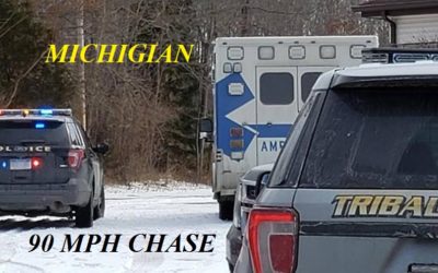 03/7/19 Berrien County, MI – A Three Oaks Ambulance Was Stolen When The Crew Was Getting Lunch – 90 MPH Long Chase – Stop Sticks – Arrested