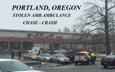 03/6/19 Portland, OR – Patient Steals AMR Ambulance From Street – Man Was Yelling While Standing In The Street In Traffic – 3 Car Accident – Child Injured – Chase – Spike Strips At High School