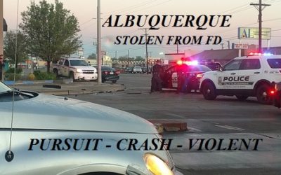 04/19/19 Albuquerque, NM – Man Steals Battalion Commander’s SUV From Fire Station – Pursuit – Wild Crash – Almost Ran Over Police Officer – Destroys Fire Hydrant – Throws Out Fire Gear – Moons Police – Arrested