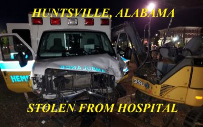 04/27/19 Huntsville, AL- HEMSI Ambulance Stolen from Hospital- Police Found the Ambulance Wrecked- Suspect Walking Away