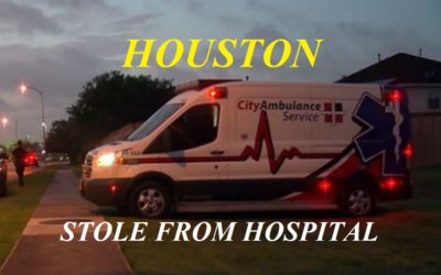 06/22/19 Houston, TX – Ambulance Stolen From Methodist Hospital – The Private City Ambulance Transit Was Found Abandoned Along A Bayou Near A Homeless Encampment – Escaped