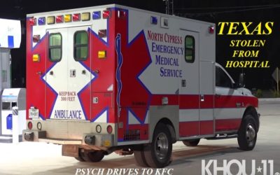 07/25/19 Harris County, TX – Former Patient Steals Cypress Creek Ambulance From Hospital – Man Goes To KFC – Gets Takeout – Then Goes To Gas Station For Cigarettes – Arrested At Gas Station