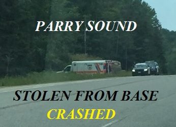 07/15/19 Parry Sound, CAN. – Woman Steals Ambulance From Ambulance Base – Crashes Off The Highway – No Injuries