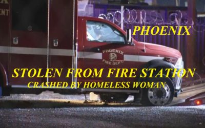 08/07/19 Phoenix, AZ – Woman Steals Phoenix Fire Department Ambulance From Fire Department – Stop Sticks – Crash – Captured