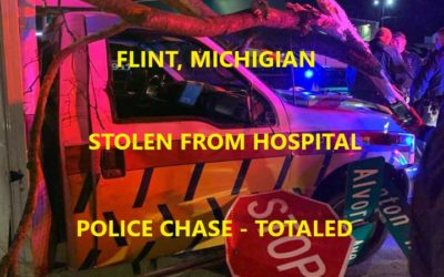 11/26/19 Flint, MI – STAT Ambulance Stolen From McLaren Hospital – Police Chase – Crash – Totaled Ambulance