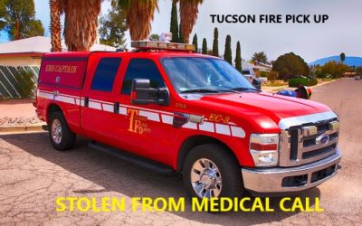 3/18/20 Tucson, AZ – Fire Department Pick Up Truck First Responder Vehicle Stolen From Medical Call In Midtown – Crews Were Attending To A Patient Vehicle Found Suspect Escaped