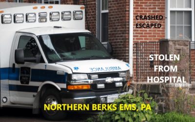 8/3/20 Sanatoga, PA – Unidentified Person Steals Northern Berks EMS Ambulance From Pottstown Hospital – Crashed Into Law Office Building – Damage To Gas Meter – Heavy Damage – Escaped