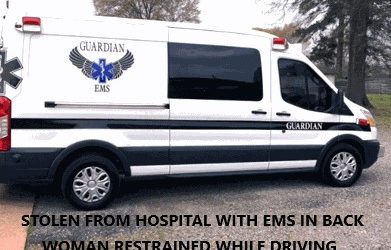 11/3/20 Hot Springs, AR – Woman Steals Guardian Ambulance From Hospital Ambulance Bay – Guardian EMS Was Cleaning The Ambulance – Woman Resistance While Driving – Arrested