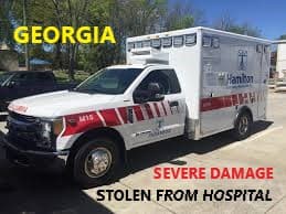 1/24/21 Dalton, GA – Man Steals Hamilton EMS Ambulance From Hamilton Medical Center – Wrecks Ambulance Into Building And Pole – Captured