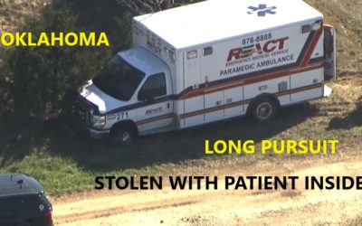 3/26/21 Oklahoma City, OK – Man Steals React Ambulance From Ambulance Call – Patient In Back – Only Medic Inside Fell Out – Injured – 60 Mile Pursuit – Spike Strips – Captured – DUI