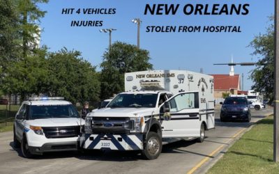 4/22/21 New Orleans, LA – Ambulance Stolen From Touro Infirmary – Ambulance Struck 4 Vehicles Including A Police Department Unit – Civilian Injuries – Captured