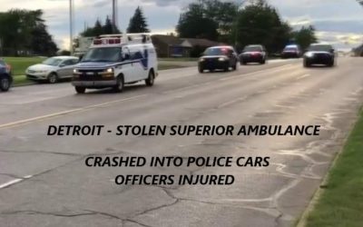 6/22/21 Melvindale, MI – Superior Ambulance Was Stolen – Police Chase From Taylor To Melvindale – Crash Into Police Cars Injuring Police Officer
