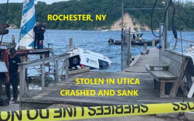 6/14/21 Rochester, NY – Woman Steals Ambulance From Utica – 130 Mile Pursuit To Rochester – Woman Crashes Into Water Ambulance Sank 30 Feet – Divers Recovered Totaled Ambulance – Woman Saved By Civilian Boat