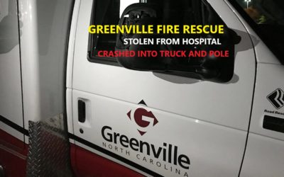 10/15/21 Greenville, NC – Psychiatric Patient Steals Greenville Fire Rescue Ambulance From Vidant Medical Center – Crashes Into Truck And Pole