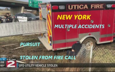12/19/21 Utica, NY – Man That Had Been Arrested 3 Times Today And Released – Steals A Utica Fire Rescue Truck From Fire Call – Crashed Multiple Times – Pursuits – Damaged Rescue – Arrested Again
