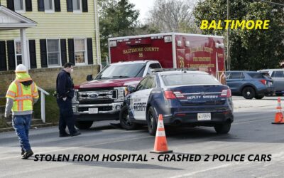 1/7/22 Baltimore, MD – Stolen Baltimore County Ambulance From Carroll Hospital – Pursuit – Crashed Into 2 Police Cars – Captured