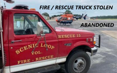 1/27/22 Livingston, TX – A Scenic Loop VFD Rescue Truck Was Found Abandoned In Another County – All Equipment Abandoned In A Ditch – Suspect Not Known