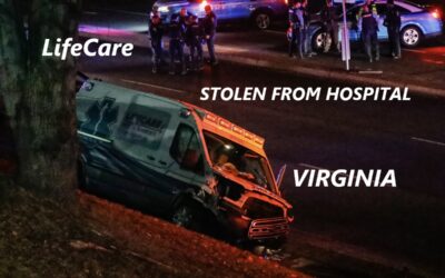 1/13/22 Prince William County, VA – Intoxicated Man Steals LifeCare Ambulance From Medical Center – Crashes Into BMW With Injuries And Road Sign – Totaled Ambulance – Man Captured