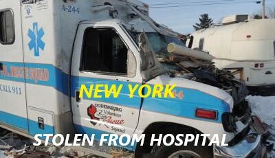 2/28/22 Ogdensburg, NY – Man Steals Ambulance From Claxton-Hepburn Medical Center – Crashes And Totals Ambulance Into A Garage – Man Captured – Arrested