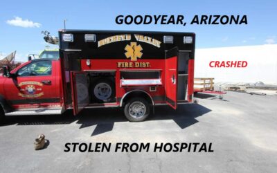 3/14/22 Goodyear, AZ – Buckeye Valley Fire District Ambulance Stolen From Hospital – Crashed At Intersection – Leaves The Scene – Found In Dirt Field – Arrested