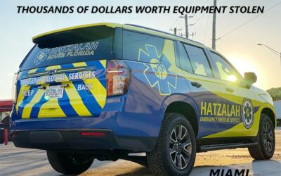 3/22/22 Miami, FL – Hatzalah EMS Vehicle Full Of Advanced Life Support Equipment Stolen – Thousands Of Dollars Worth Of ALS Equipment Missing