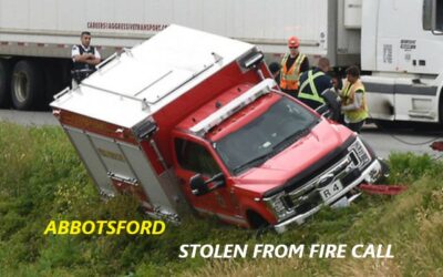 7/4/22 Abbotsford, Can – Fire Rescue Stolen From Fire Call – Chase – Spike Strips – Severe Damage