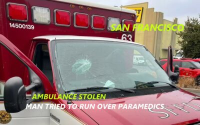 8/29/22 San Francisco, CA – Man Attacks San Francisco FD Ambulance With Wooden Stick – Steals The Ambulance And Tried To Run Over Paramedics By Chasing Them Down