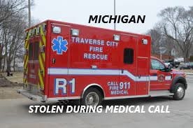 10/21/22 Travis City, MI – Man Steals Rescue One Ambulance From Medical Call – Police Chase And Stop Man – Arrested