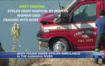 11/24/22 Charleston, WV – Thanksgiving – Woman Steals Cedar Grove Ambulance From Hospital – Woman Crashes Over Street Signs And Cement Barrier Into River – Divers Next Day Recover Her Body In Submerged Ambulance