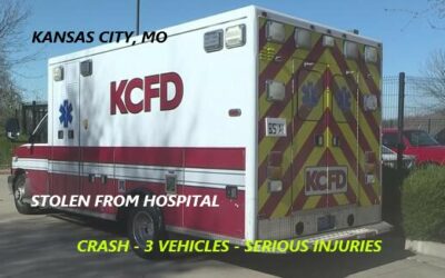 3/8/23 Kansas City, MO – Man Steals Kansas City FD Ambulance From Medical Research Hospital – Crashes Into 3 Different Vehicles Then Into Tree – Serious Injuries