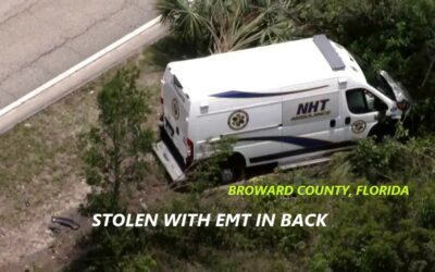 6/2/23 Broward County, FL – Woman Steals Ambulance From Tamarac While On Call – EMT In Back Jumped Out – Hit Vehicles And Tree – Arrested