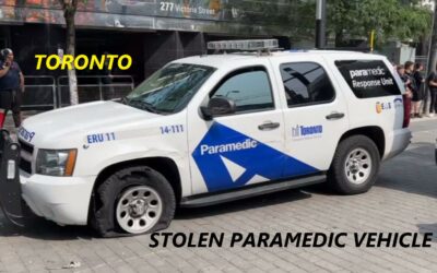 7/26/23 Toronto, CAN – Man Steals Toronto Paramedic Unit – Police Pursuit By A Dozen Police Vehicles Damage And Flat Tire – Suspect Arrested