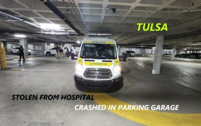 7/13/23 Tulsa, OK – Oologah-Talala Ambulance Stolen From St. John’s Medical Center – Smashed In Parking Garage – Low Ceiling And Gates – Captured