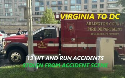 8/12/23 Arlington County, VA – Man Steals Ambulance In Virginia After Crashing Stolen Truck – 13 Hit And Run Accidents – Massive Pursuit – Captured In DC – Multiple Police Car Damage