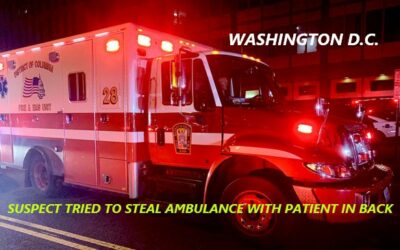 10/9/23 Washington, D.C. – Crews Helping Patient In Back Of Ambulance – Another Person Attempted To Steal The Ambulance – Subdued – Put In Police Custody