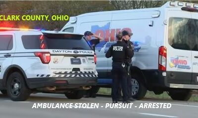 11/9/23 Clark County, OH – Ohio Medical Transport Ambulance Stolen By Woman – Pursuit – Surrendered – Arrested