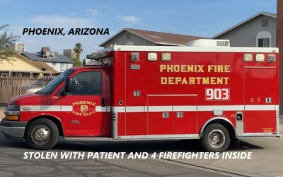 11/5/23 Phoneix, AZ – Suspect Steals Ambulance With Patient And Four Phoenix Firefighters Inside – Drove – Pushed Out Of The Driver’s Seat By Firefighters Inside – Ran From The Area – Arrested