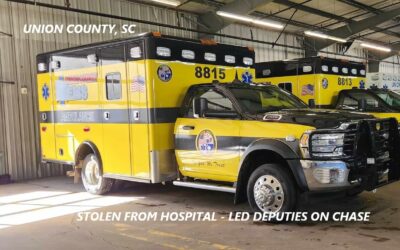12/29/23 Union County, SC – Ambulance In Parking Lot Of Union Medical Center – Stolen – Pursuit – Suspect Taken Into Custody