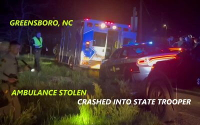 4/7/24 Greensboro, NC – Woman Steals Piedmont Triad County Ambulance – Crashed Into State Trooper – Severe Damage
