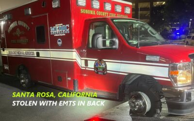 5/2/24 Santa Rosa, CA – Ambulance Stolen With EMTs In The Back – Police Chase – Spike Strips