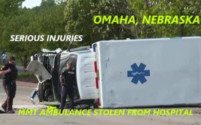6/6/24 Omaha, NE – A Patient Stole A Midwest Medical Ambulance From An Omaha Hospital – Hit A Truck Towing A Trailer – Rolled Over – Pinned Under Ambulance – Serious Injuries